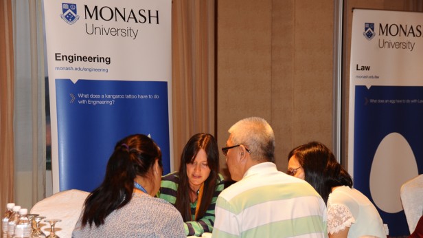 Parents with a representative from Monash University Engineering Faculty